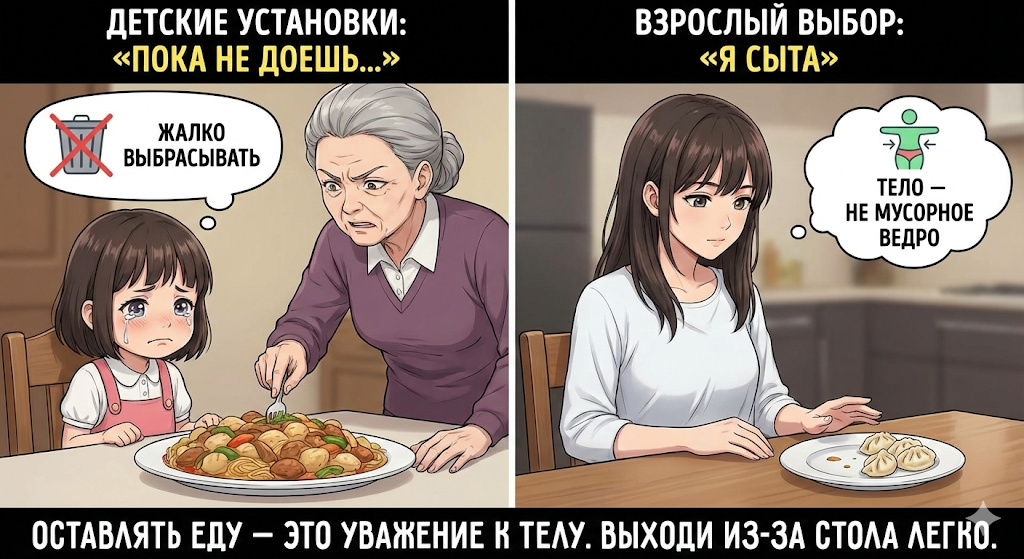 Синдром чистой тарелки: Как детские убеждения влияют на наши привычки питания